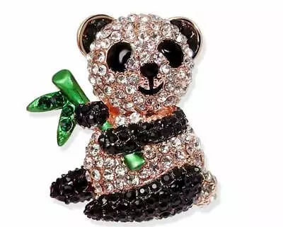 Stunning Diamonte Gold Plated Vintage Look Panda Christmas Brooch Cake Pin Z8 • £16.99