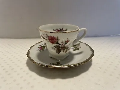 Ucagco Moss Rose Demitasse Cup And Saucer Red Roses Gold Trim *mint* • $15