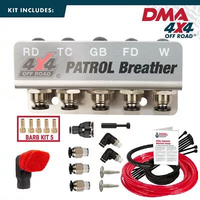 Diff Breather Kit 5P + Snorkel Sock Nissan Patrol Navara D22 D40 Mq Gu Gq Red • $86.30