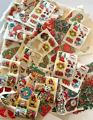 $24.95 • Buy Mid Century Vtg Christmas Seal Sticker Lot 200+ Santa  Angel Snowman Crafting