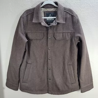 Prana Men's Wooley Jacket Lined Thick Snap Buttons Recycled Wool Blend Casual M • $53.54