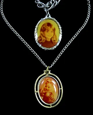 Child & CREEPY TOOTHACHE DOLL Vintage PICTURES Oval Charms NECKLACE & BRACELET  • $15.74