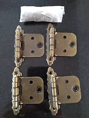 Cabinet Hinges With Hardware Bronze Tone Metal Lot Of 4 Vintage NEW • $14.99