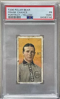 1909-11 T206 Frank Chance Yellow Portrait Polar Bear Back PSA 1 MK • $210