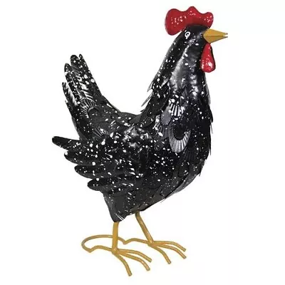 16  Metal Black Farm Chicken Rooster Table Lawn Statue Outdoor Garden Decor • $53.20