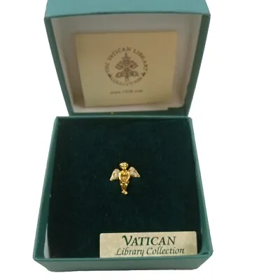 The Vatican Library Collection Gold Tone Angel With Rhinestone Pin • $12