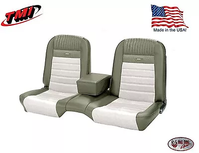Deluxe PONY Seat Upholstery Ford Mustang Front Bench Seat - Ivy Gold & White • $605.37