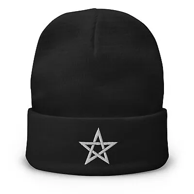 Wiccan Woven Pentagram Symbol Embroidered Cuff Beanie 5 Point Star • $25.16