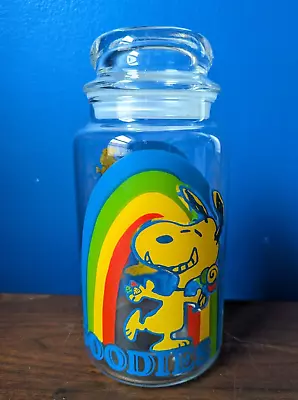 Peanuts Snoopy Goodies Glass Cookie Jar With Woodstock & Rainbow - 8 1/4  X 4  • $12.99