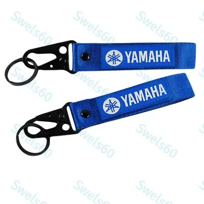 New JDM Blue Backpack Key Ring Hook Strap Metal Keychain YAMAHA Lanyard Nylon X2 • $16.88