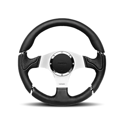 Momo Millenium Steering Wheel 350mm Black Leather Black Stitch Brushed Spokes • $249