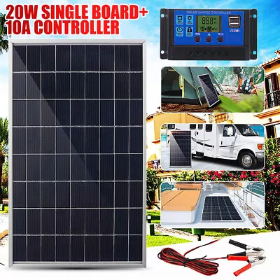 20w Mono Solar Panel Battery Charging Kit Charger Controller Boat Caravan Home • £13.86