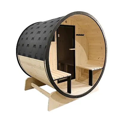 ALEKO Outdoor 3-5 Person Pine Wood Dry Wet Barrel Sauna With Heater And Roof • $4399