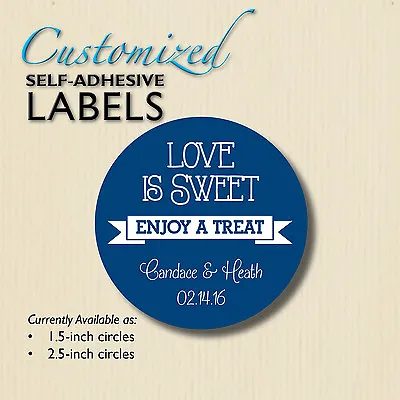 LOVE IS SWEET Enjoy A Treat-Chalkboard Stickers-Blue Wedding Favor-candy Buffet • £8.65