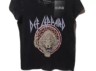 Def Leppard Girls Retro Remake T-shirt Nwt Charcoal Marle Size 10 • $12