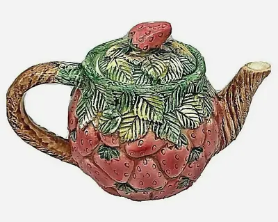 Vintage Takahashi San Francisco Hand Painted Strawberry Teapot • $10.49