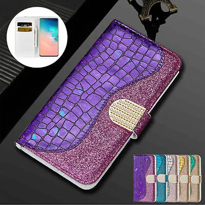 For Samsung Note 20 S23+ S21 S10 S8 S7 S6 Luxury Bling Flip Leather Wallet Cover • $18.04