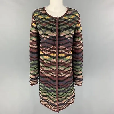 $558 • Buy M MISSONI Size 6 Multi-Color Wool Knitted Snaps Coat