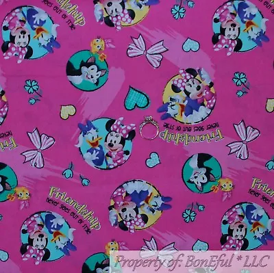 $8.20 • Buy BonEful Fabric FQ Cotton Quilt Pink Minnie Mouse Daisy Duck Disney Dot Girl Mask