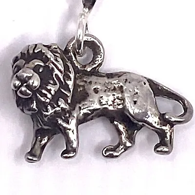 Vintage Sterling Silver LION Charm OZ Pendant Necklace Bravery Strength Symbol • $22.95