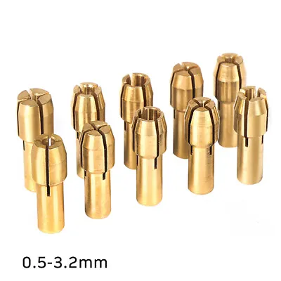 0.5-3.2mm Brass Collets Mini Drill Chuck Grinding Electric Chuck Set Rotary Tool • $2.19