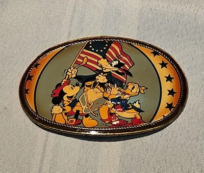 1970’s Disney Mickey Mouse Goofy Donald Duck Patriotic Belt Buckel - Flag Rare.  • $60