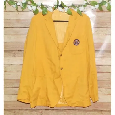 Vintage Artex Gold Yellow Lions Club Blazer Suit Jacket Men's 40L Double Pockets • $19.99