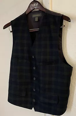 New Banana Republic Navy Green Tartan Plaid Wool Casual Vest Men’s Medium M • $19