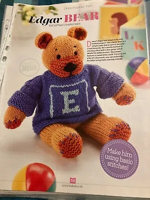 Knitting Pattern Teddy Bear With Jumper 23cm (M) • £2