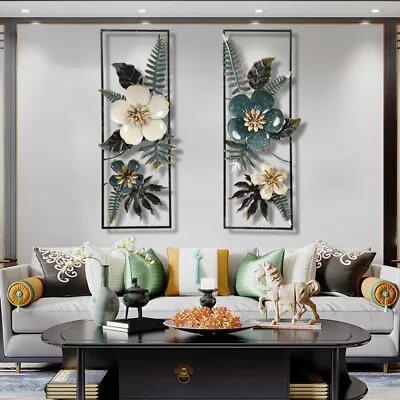 Modern Flower Leaves Tree Metal Wall Art 3D Wall Sign Sculptures Hangings Decor • £87