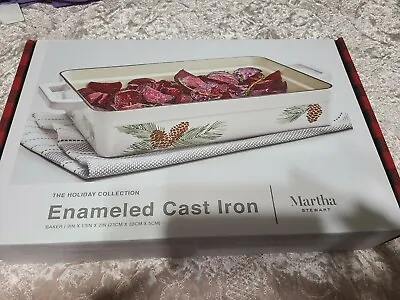 Martha Stewart Christmas Holiday Collection Cast Iron Baker 9x13x2 New In Box • $59