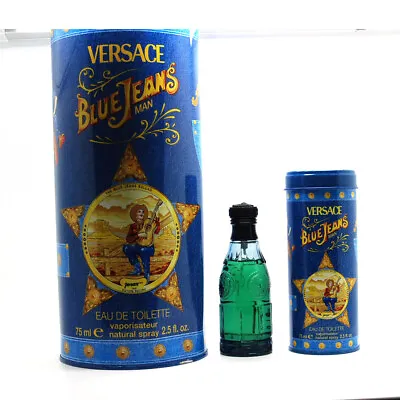 BLUE JEANS By Versace 2.5 Oz 75 Ml EDT Spray + Collectible Versace Can For Men • $95