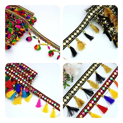 Beaded Fringe Scalloped Multicolour Vintage  Trim Ribbon Sewing On Edging 1 Mtr • $6.21