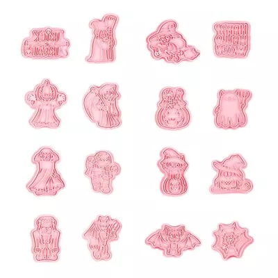 8 Pack Halloween Cookie Cutters Plastic Biscuit Mold For Halloween Baking Cookie • £7.93