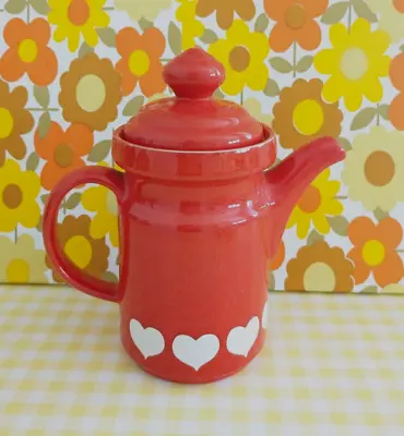 Vintage Waechtersbach West Germany Red White Hearts Coffee Pot 70s • £45