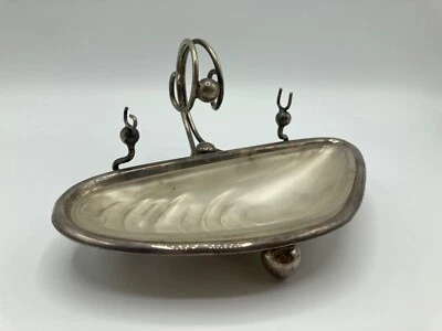 £24.99 • Buy Vintage Antique Silver Plate Soap Butter Dish With Glass Insert