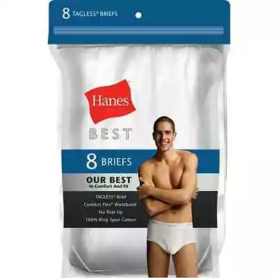 NWT Hanes Men's Size XL Flex Waist Wicking Cool Comfort White Best Briefs 8 Pack • $8.88