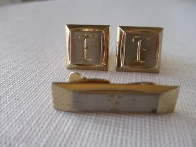 Vintage Hickok Monogrammed  F  Cufflinks And Matching Tie Clasp • $11.99