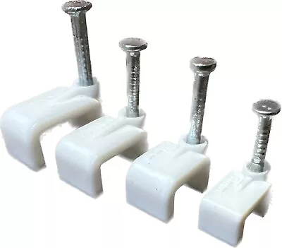 £2.50 • Buy Cable Clips Plastic Flat Electrical Wire TV Phone Internet Lead Fixings
