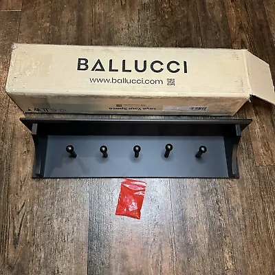 Ballucci Floating Coat And Hat Wall Shelf Rack 5 Pegs Hook 24  Black NEW • £12.34