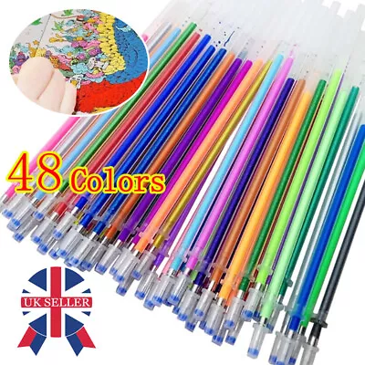 48pcs Gel Pens Refills Set Metallic Pastel Glitter Neon For Adult Colouring Book • £4.76