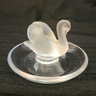 Vintage LALIQUE SWAN RING / JEWELRY DISH Art Glass Frosted & Clear France Mark • $49.98