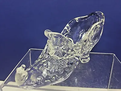 Mosser Glass Co ( Crystal ) Glass Rose Slippers 5 3/4 X 3  Made In USA • $17.55