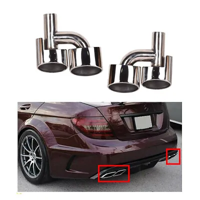 For C63 Tips C-class W204 08-2014 Chrome Muffler Dual Exhaust Pipe High Quality • $151