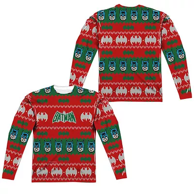 BATMAN FAUX UGLY CHRISTMAS SWEATER Adult Men's Long Sleeve Tee Shirt SM-3XL • $41.95