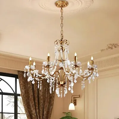 Vintage Empire Crystal Chandelier Candles 8-Lights Pendant Fixture Ceing Lamps • $224.99