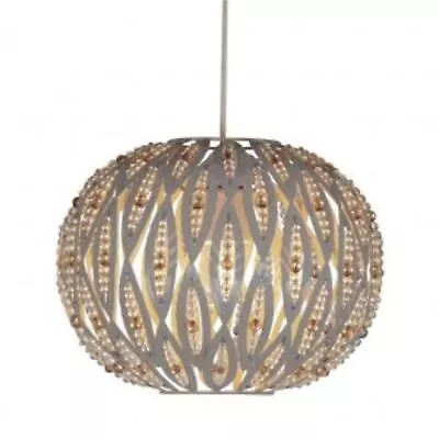 Modern Taupe Metal Leaf Design Easy Fit Ceiling Light Shade Bedroom Lounge • £29.99