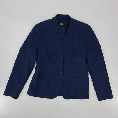 Zara Jacket Womens 10 Blue Blazer Button Up Casual Coat • $2.49