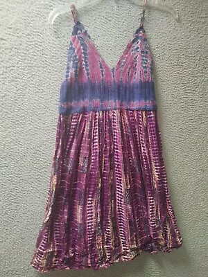 Shoreline Dress Womens Large Multicolor Crinkle Crochet Top Adjustable Straps • $23.09
