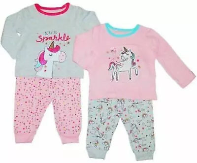 Unicorn Cotton Rich Girls Two Pack Baby Pyjama Famous Make 3 6 9 12 18 24 36mths • £9.99